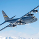 A C-130 Hercules from Alaska Air National Guard’s 144th Airlift Squadron flies over Denali National Park and Preserve in 2017